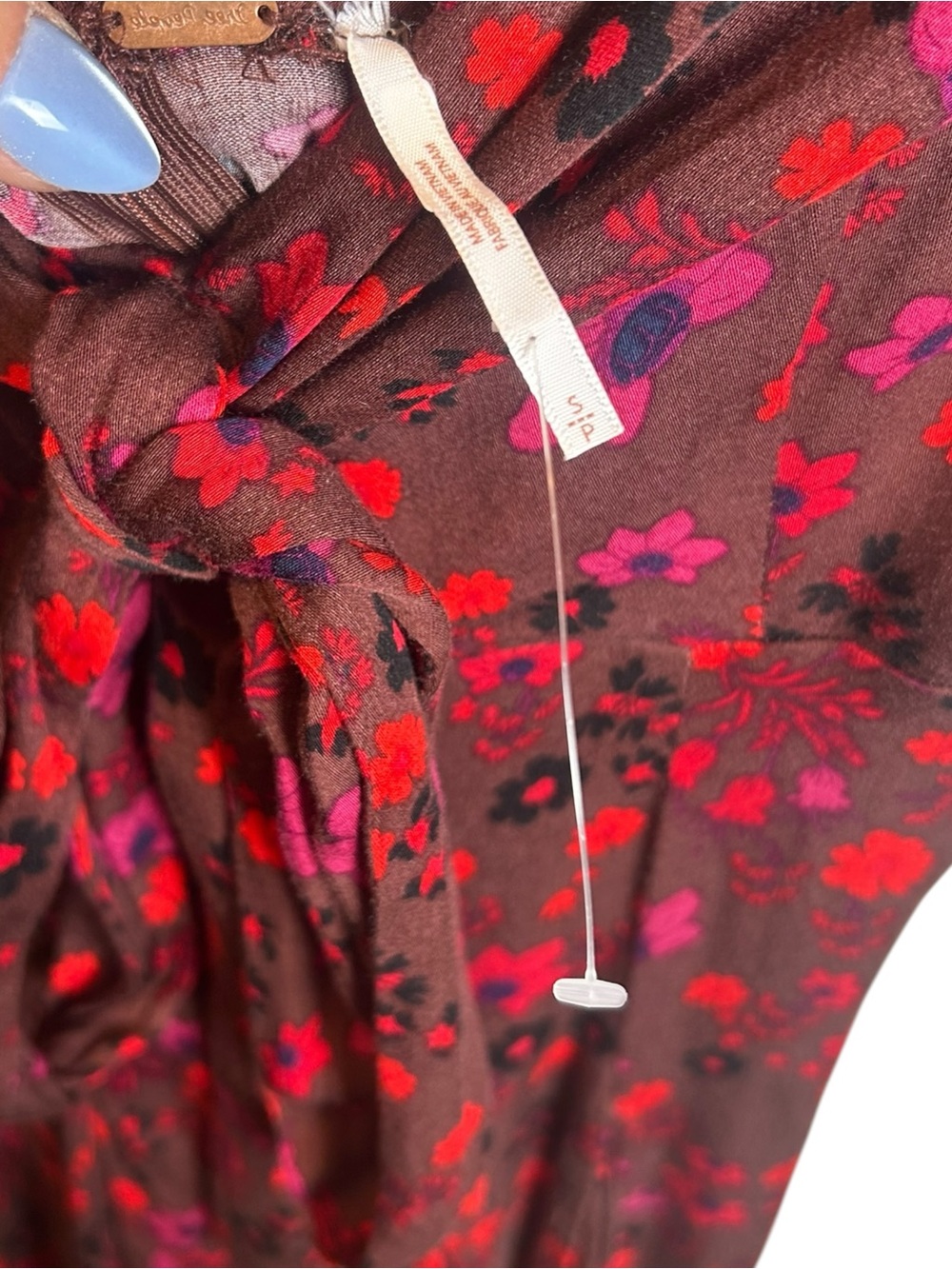 NWOT Free People It Takes Two Wrap Dress Small Floral Tie Back Cutout - Picture 6 of 6